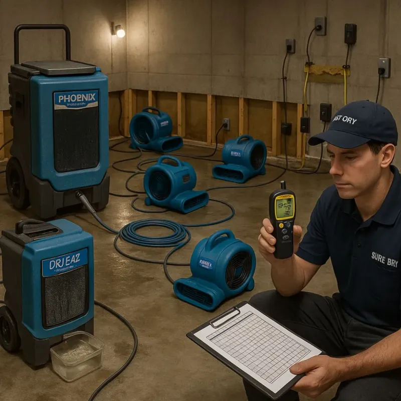 Structural Drying and Dehumidification process in Pasatiempo, CA